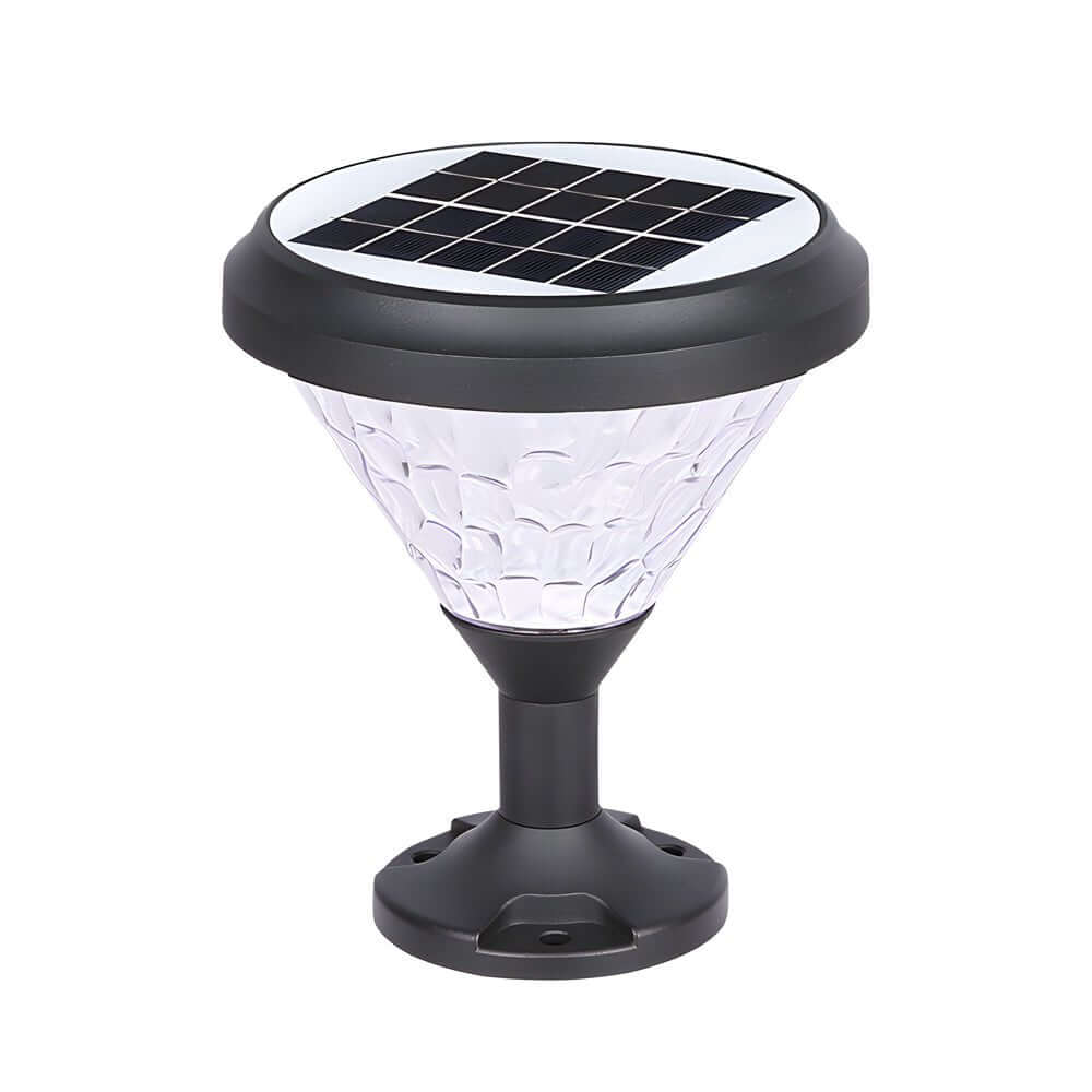 Modern Black Solar LED Post Light - Aluminum & PC Geometric Shade