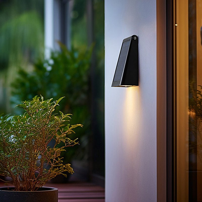 Adjustable Solar LED Outdoor Wall Light - Modern Black Waterproof