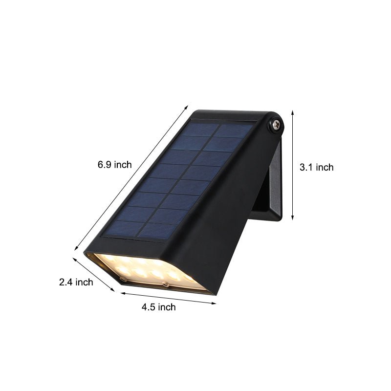 Adjustable Solar LED Outdoor Wall Light - Modern Black Waterproof