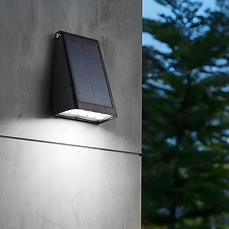 Adjustable Solar LED Outdoor Wall Light - Modern Black Waterproof