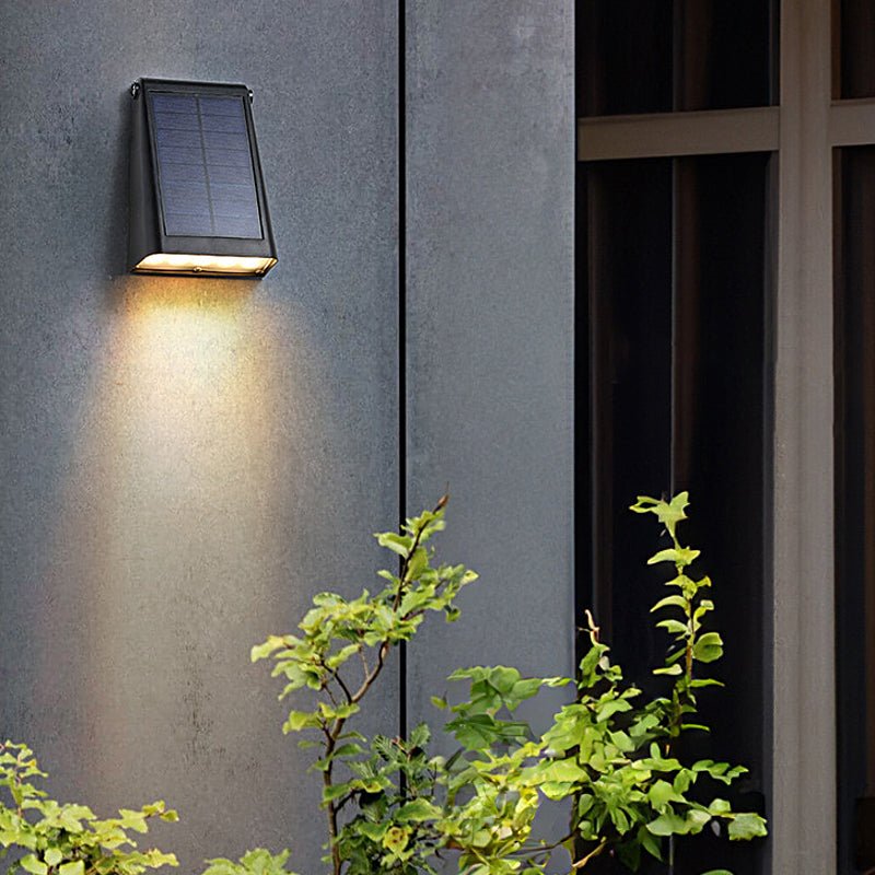 Adjustable Solar LED Outdoor Wall Light - Modern Black Waterproof