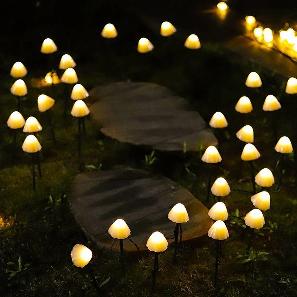 Solar Mushroom String Lights 16.4ft Outdoor Waterproof LED RGB