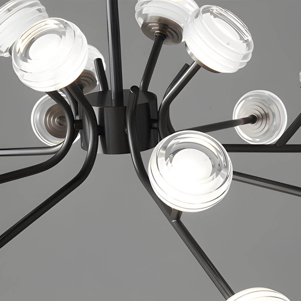 Modern Black Sputnik Chandelier with LED Acrylic Shades