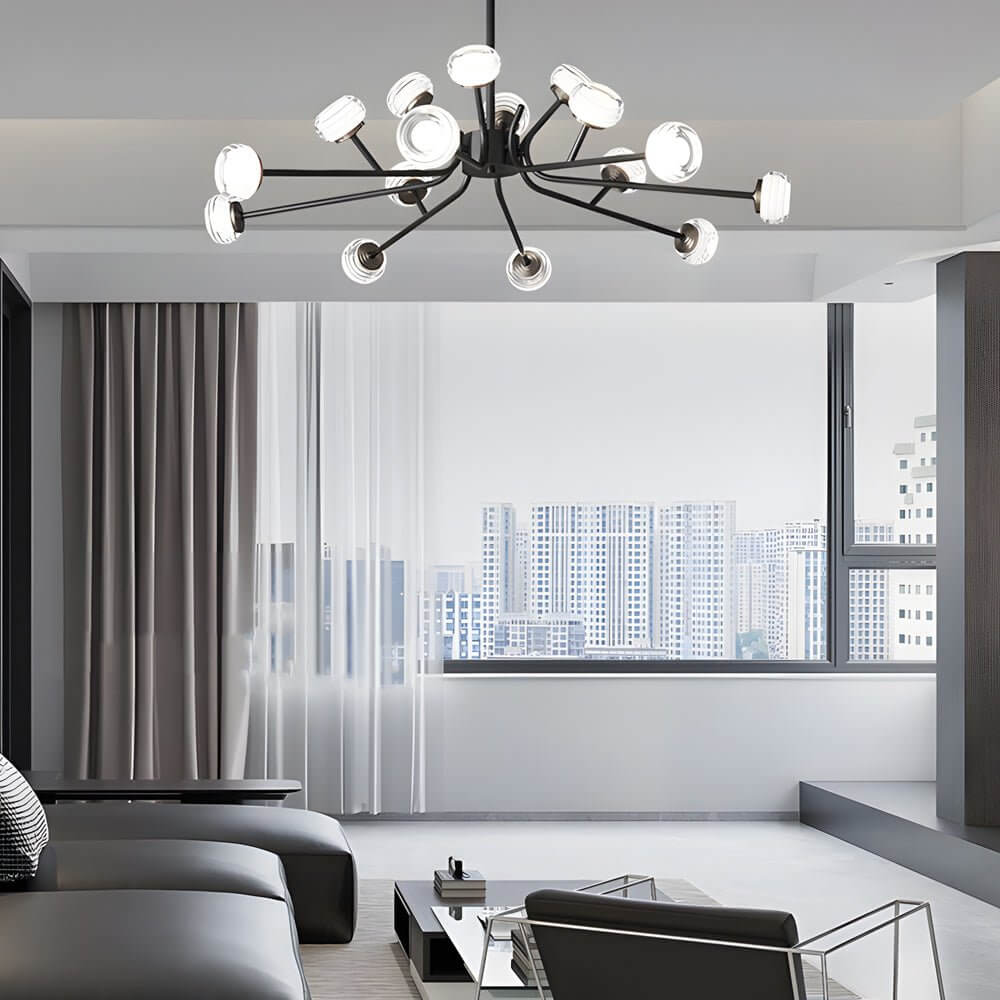 Modern Black Sputnik Chandelier with LED Acrylic Shades
