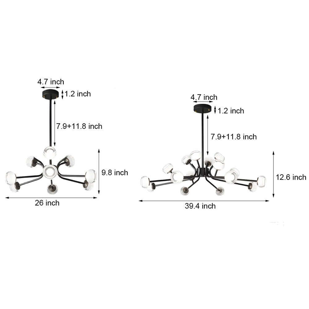 Modern Black Sputnik Chandelier with LED Acrylic Shades
