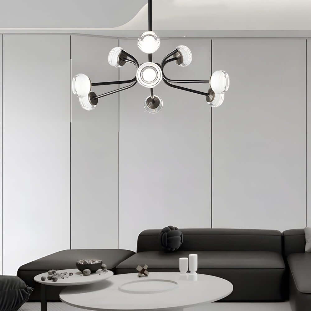 Modern Black Sputnik Chandelier with LED Acrylic Shades