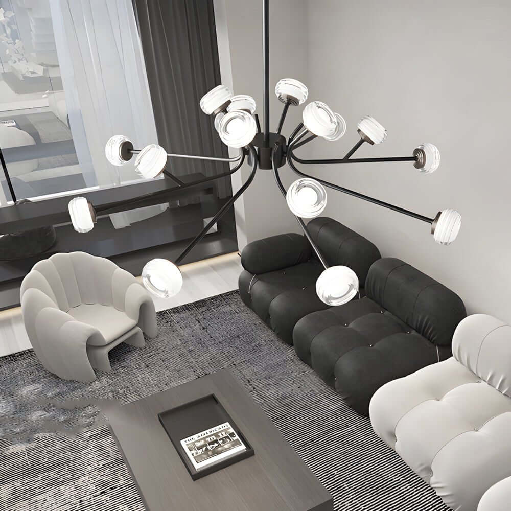 Modern Black Sputnik Chandelier with LED Acrylic Shades