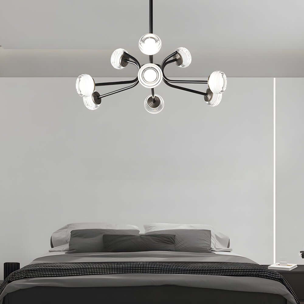 Modern Black Sputnik Chandelier with LED Acrylic Shades