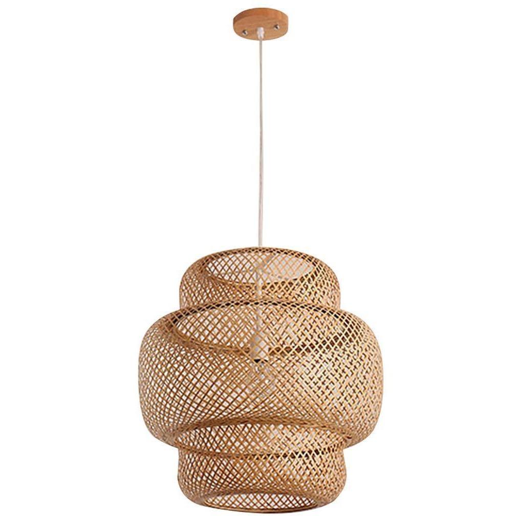 3-Tiered Bamboo Woven Pendant Light - Rustic Boho Ceiling Lighting