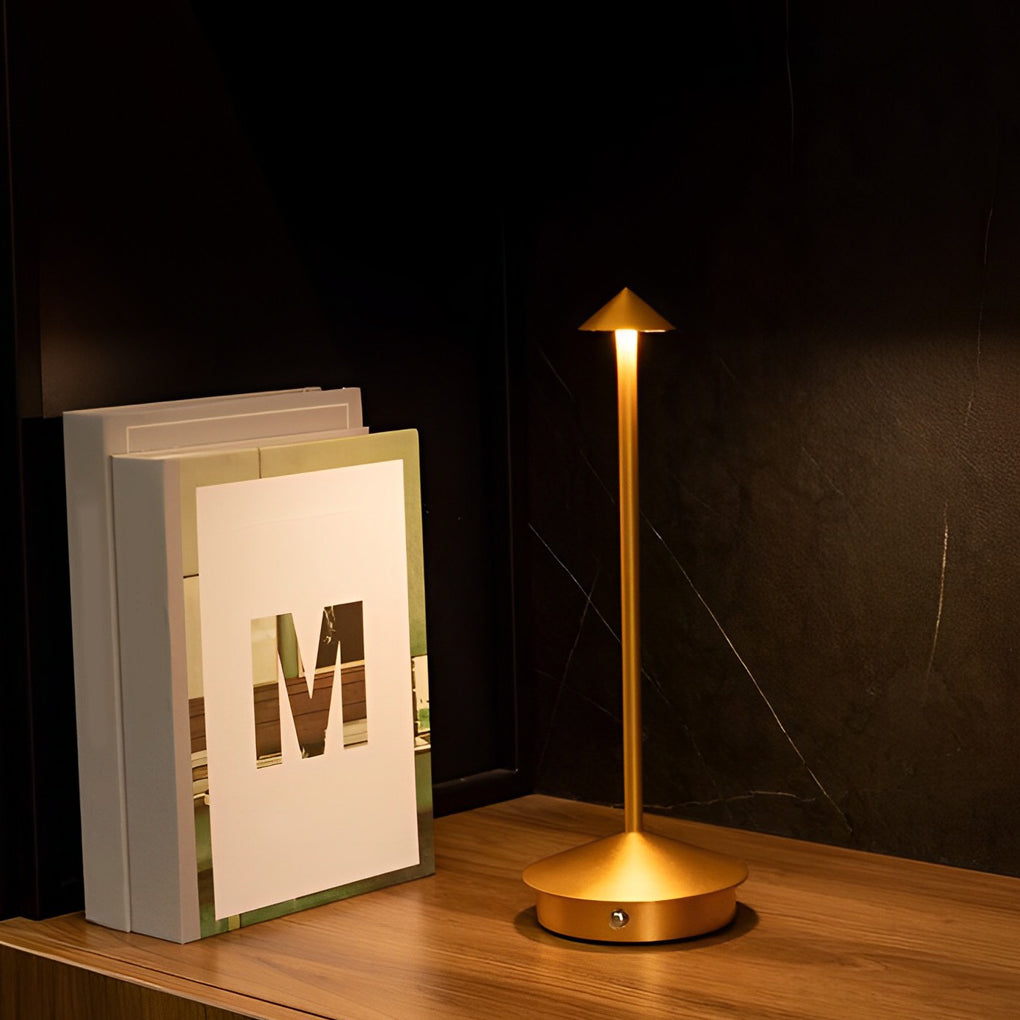 Modern Triangle LED Table Lamp Dimmable Rechargeable Aluminum