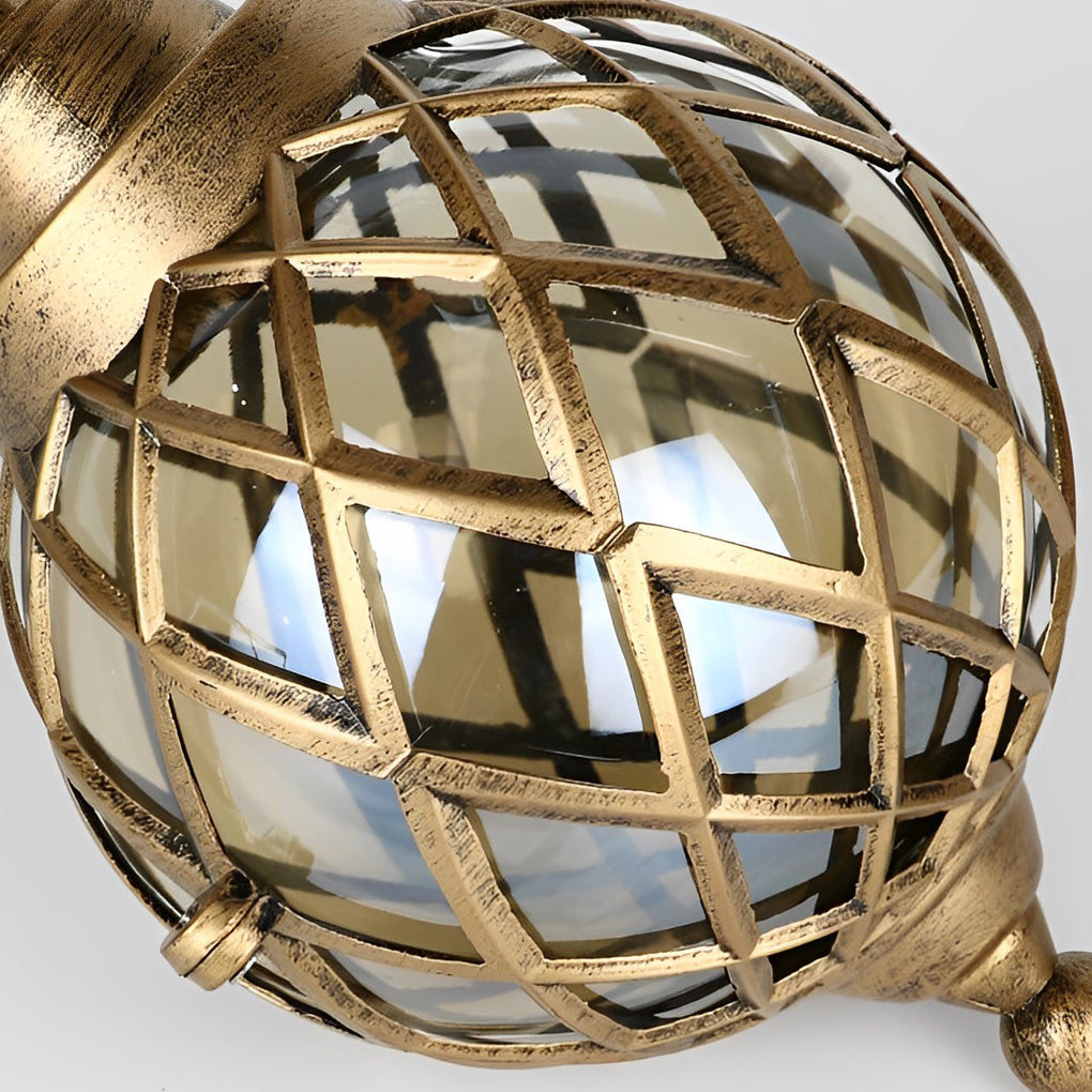 Tea Glass Globe Outdoor Pendant Light Modern Aluminum Lantern