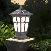 Solar LED Post Cap Light - Aluminum & Glass - Retro Modern Brown