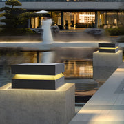 Square LED Solar Post Cap Light - Modern Black Stainless Steel