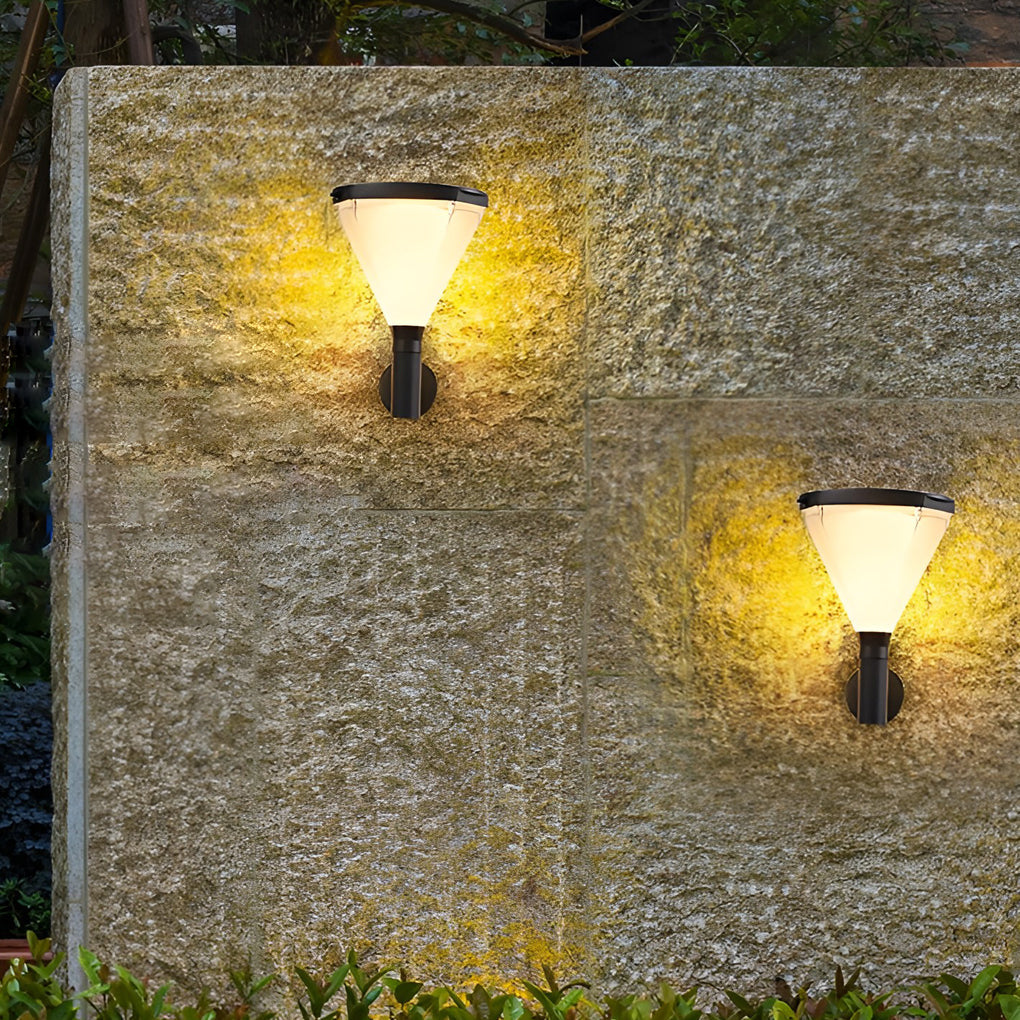 Geometric Solar LED Outdoor Wall Lamp | Waterproof Aluminum Sconce