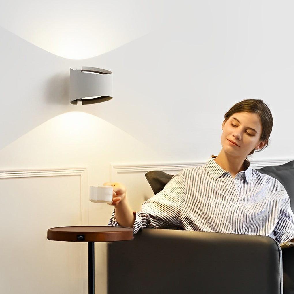 Modern Round LED Wall Sconce Aluminum Up Down Light