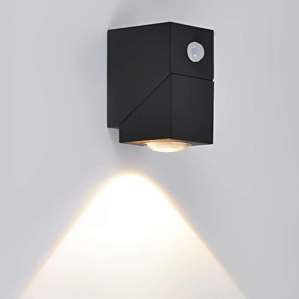Modern Motion Sensor Black Outdoor Wall Lamp with Adjustable Light