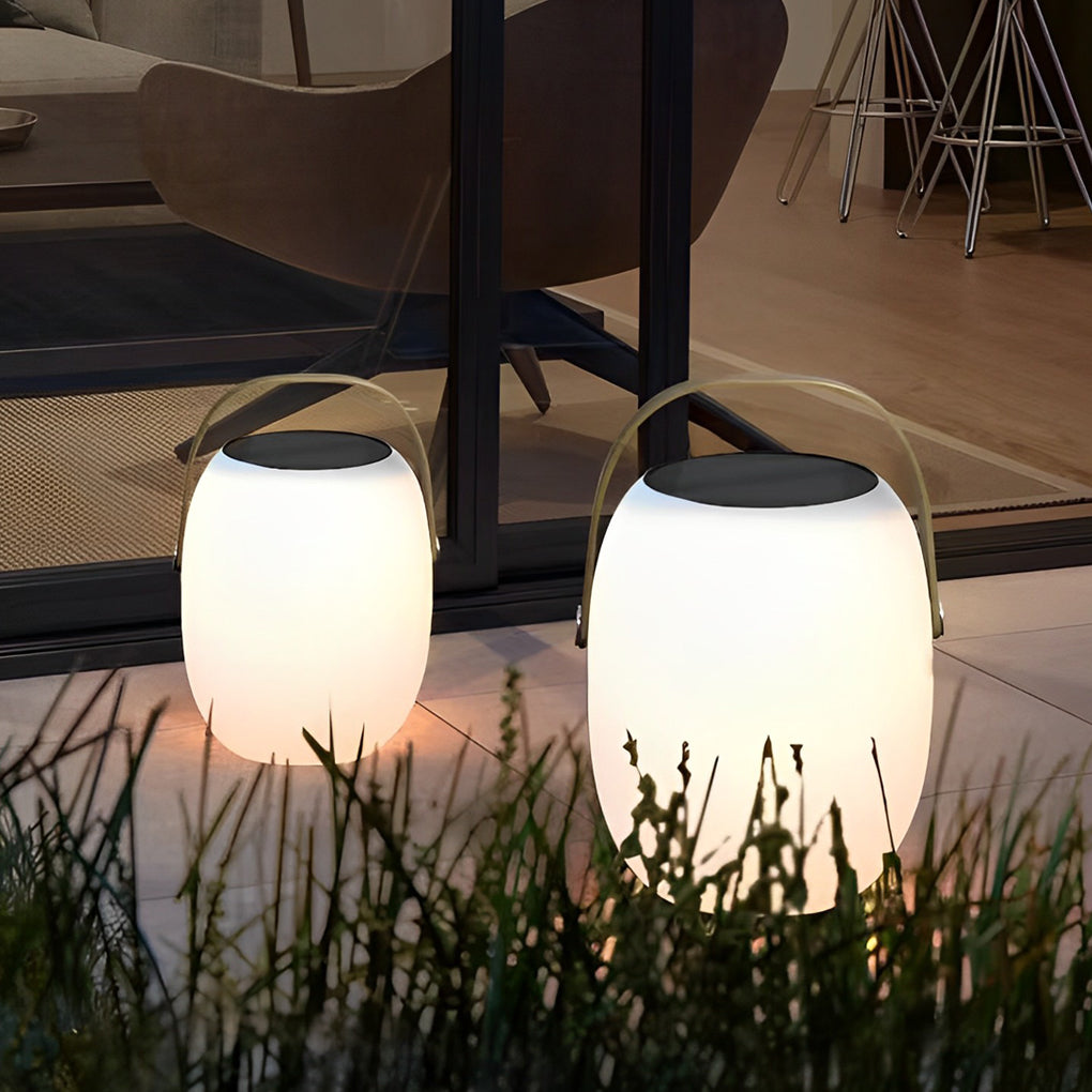 Solar LED Outdoor Lantern with Wood Grain Finish & Portable Handle