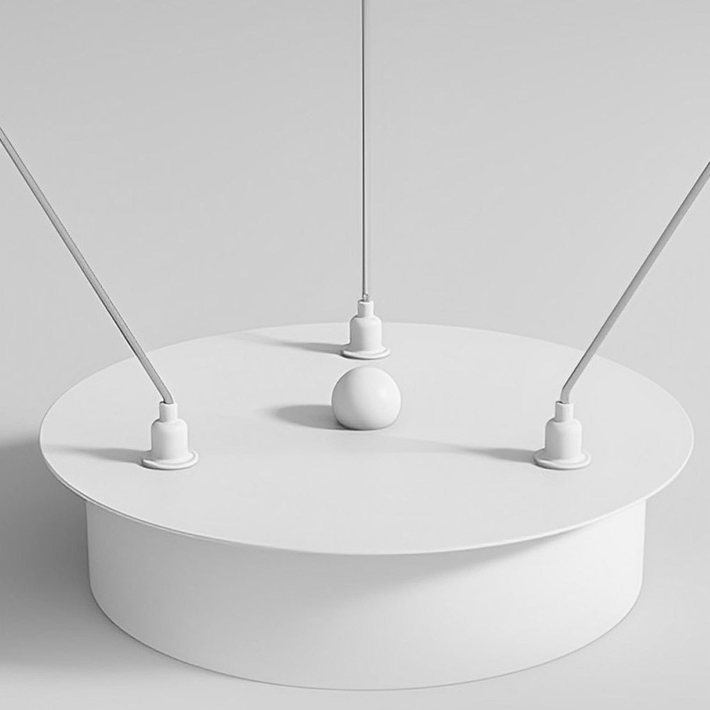 Modern White LED Chandelier with 3-Step Dimming & Rotating Rings