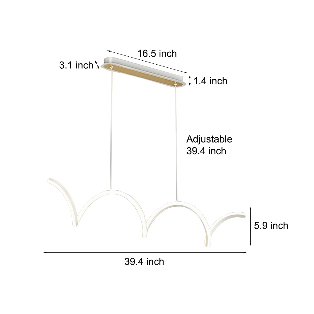 Modern Wave LED Pendant Light with Dimming Control
