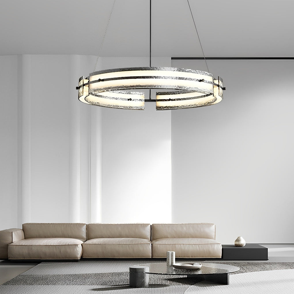 Modern LED Ring Chandelier with Stepless Dimming & Remote Control