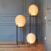 Rattan Floor Lamp with Black Metal Frame – Modern Rustic Design