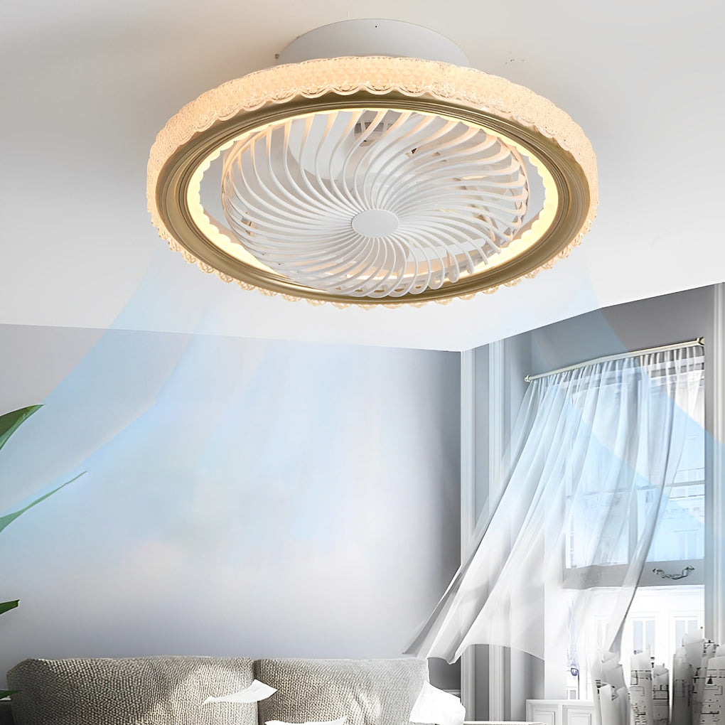 Modern Bladeless Ceiling Fan Light with Dimmable LED