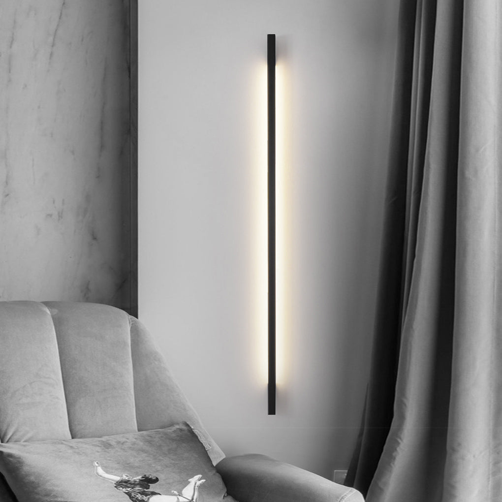 Minimalist LED Strip Wall Light with 3-Step Dimming - Black Iron