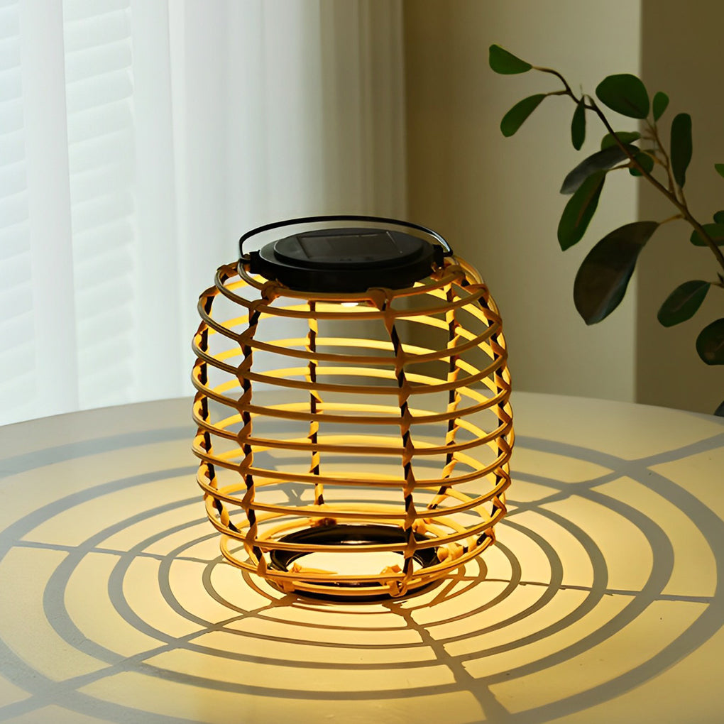 Rattan Solar Lantern Waterproof LED Garden Lawn Light