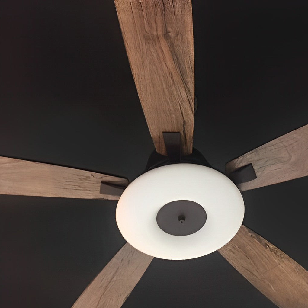 52" Modern Wood Blade Ceiling Fan with Dimmable LED & Remote