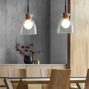 Modern Glass Wood Pendant Light | Japanese Minimalist Design