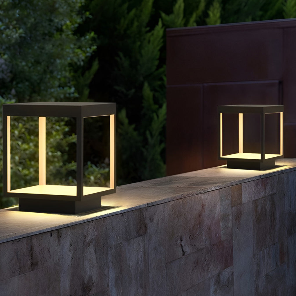 Square Open Frame LED Solar Outdoor Post Light - Modern Design