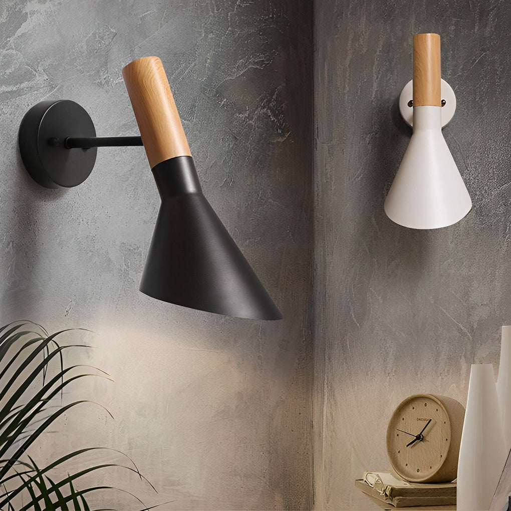 Modern Industrial Wood & Iron Wall Sconce with E27 Socket