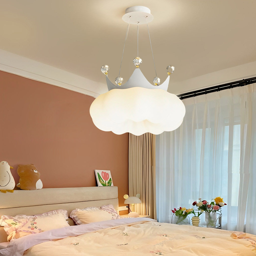 Modern Cloud Crown Chandelier with Dimmable LED - Gold & White