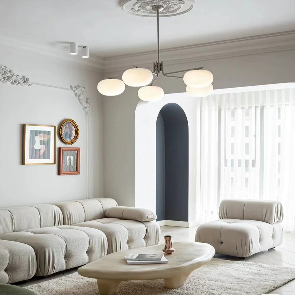 5-Light Glass Chandelier with 3-Step Dimming LED Nordic Hanging Lamp