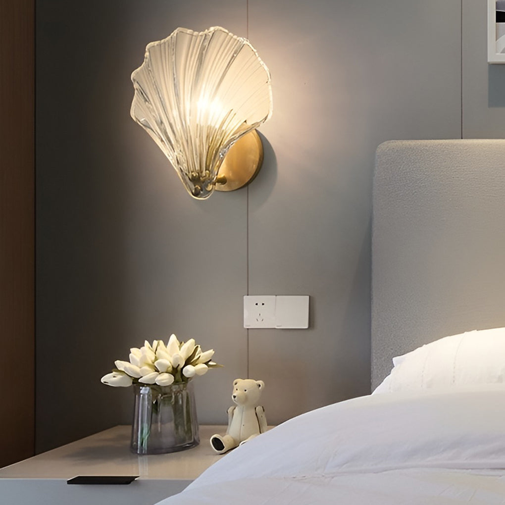 Fan-Shaped Glass Wall Sconce with 3-Step Dimming LED Light