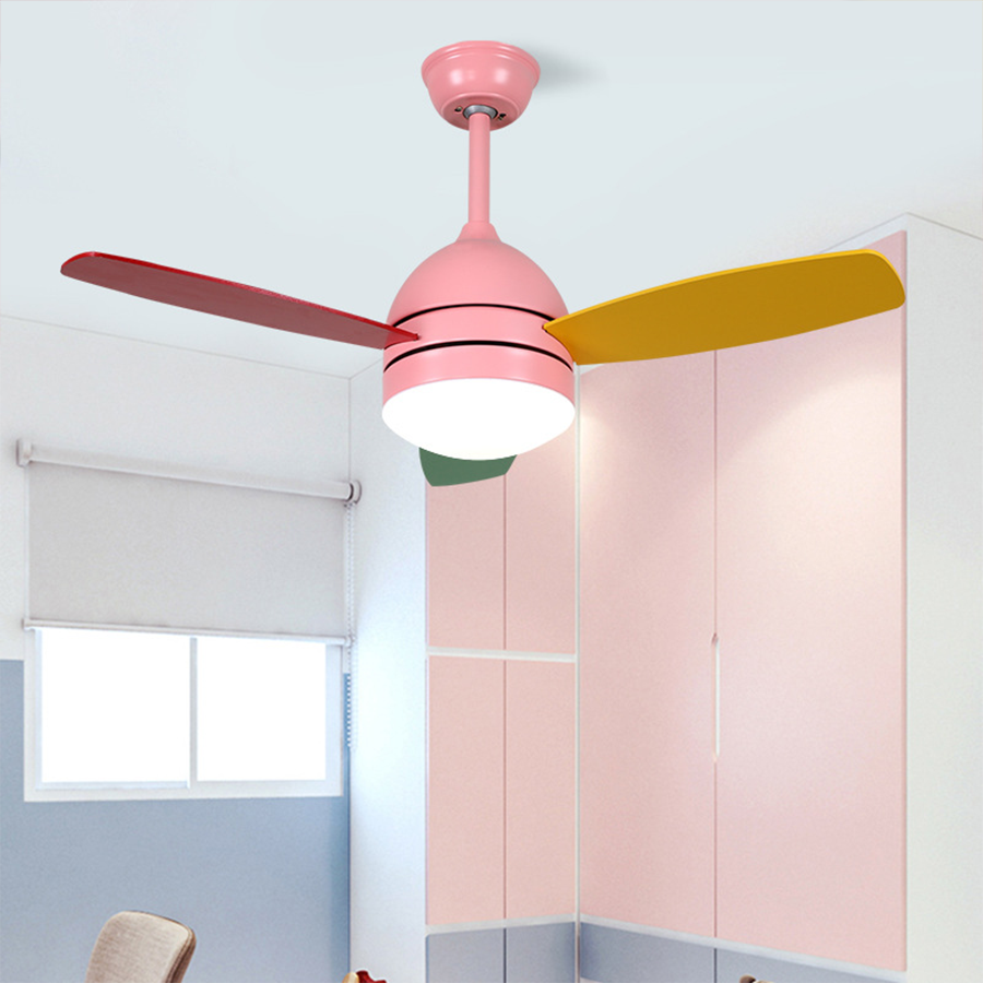 Modern Kids Ceiling Fan with Light | 42" Wood Blade Silent Fan