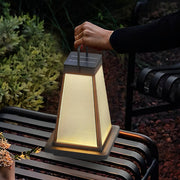 Modern Square Solar LED Outdoor Lantern with Handle - Waterproof