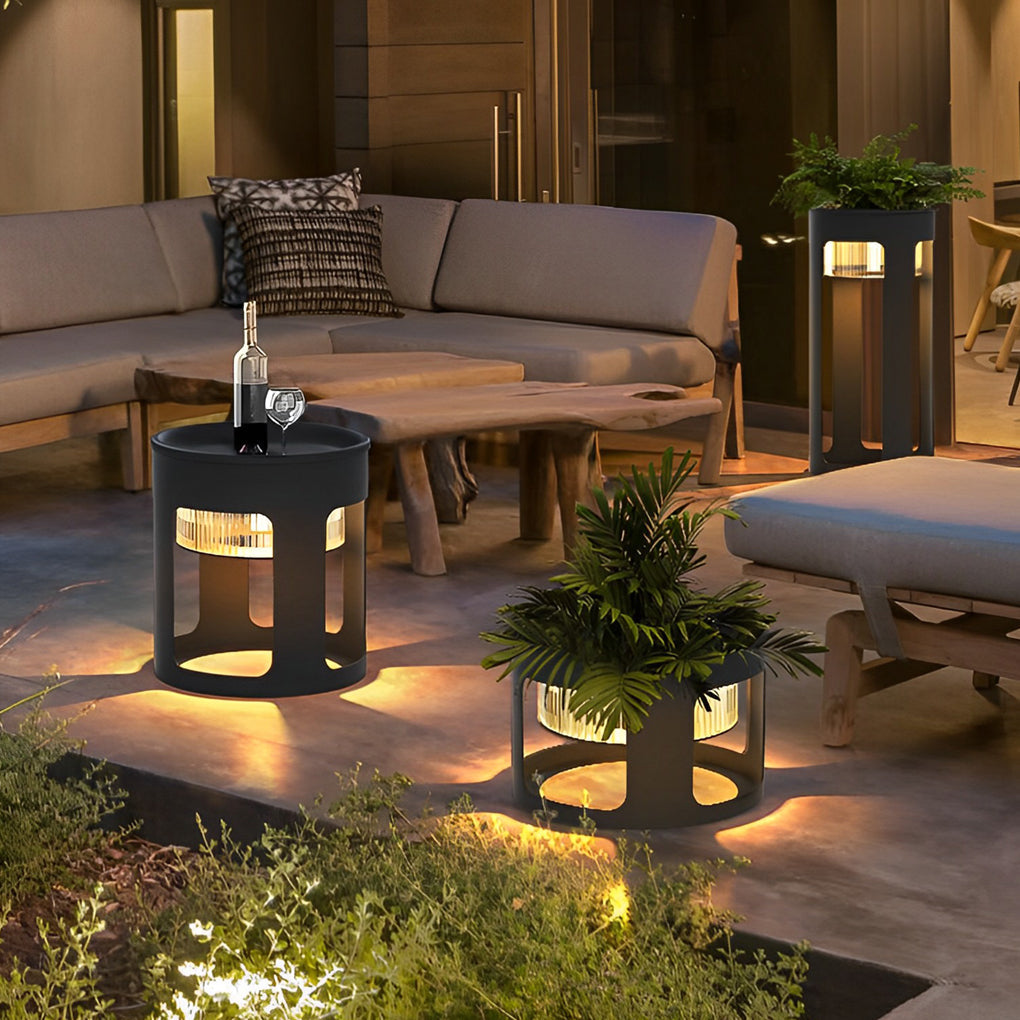 Solar-Powered LED Outdoor Table Lamp with Under-Table Glow