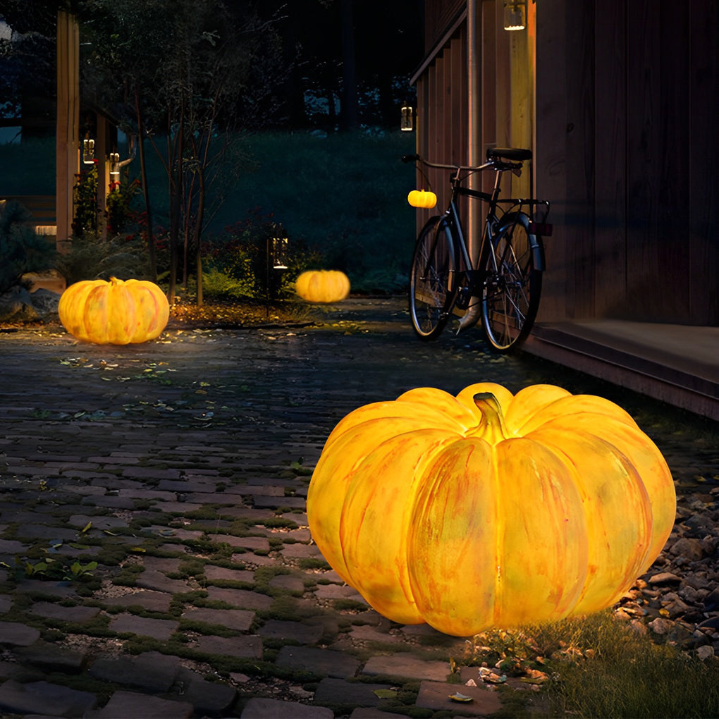 Modern Pumpkin LED Outdoor Lantern with USB Charging & Handle