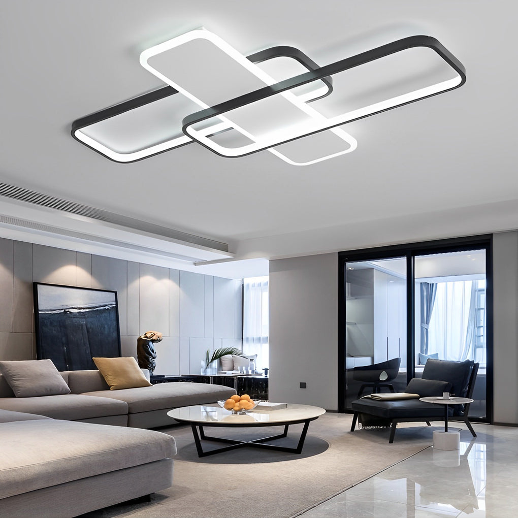 Modern Square Overlapping LED Ceiling Light with Stepless Dimming