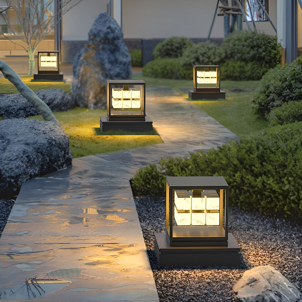 Square Solar LED Outdoor Post Cap Light - Waterproof Deck Pillar
