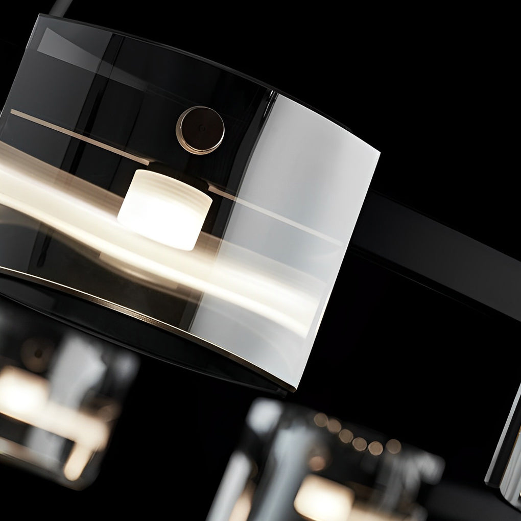 Modern Glass Circle LED Chandelier with Stepless Dimming & Memory