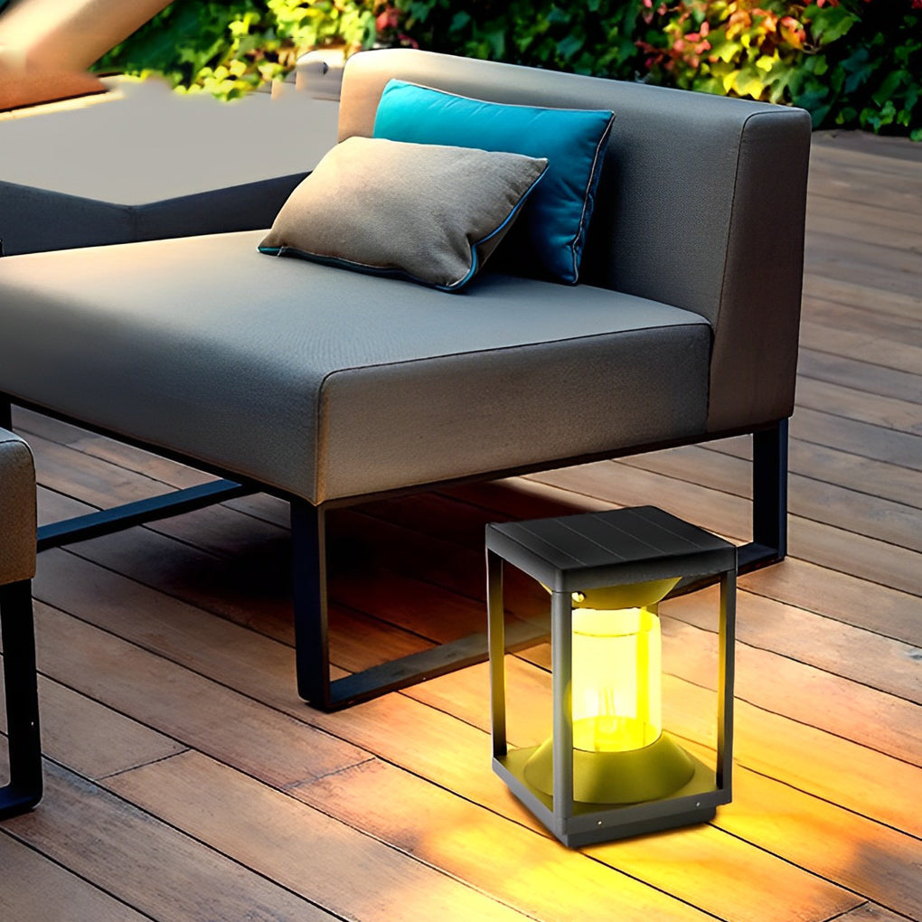 Square Modern Solar LED Fence Post Light - Waterproof Aluminum