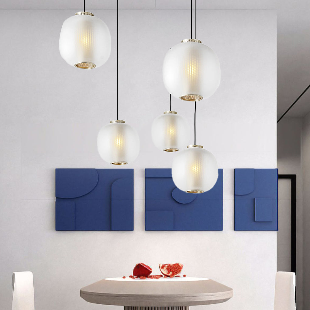 Modern Glass Lantern Pendant Light - LED Ceiling Light