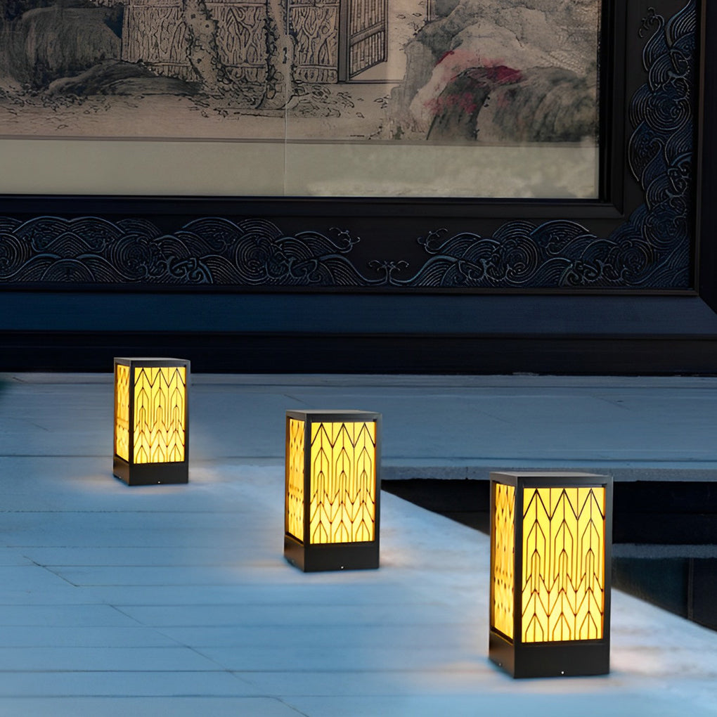 Vintage Waterproof LED Bollard Light - Black Outdoor Landscape Lamp