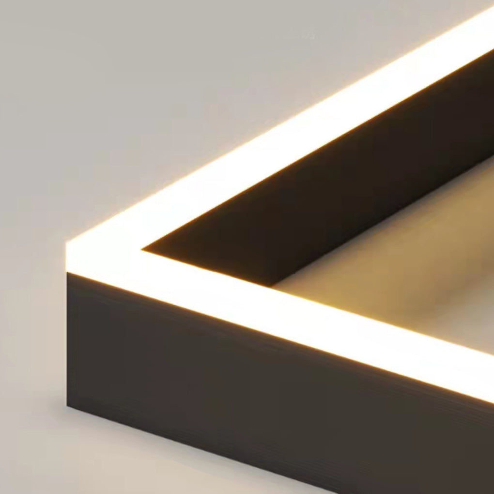 Modern Square LED Chandelier Black Aluminum Dimmable Remote Control