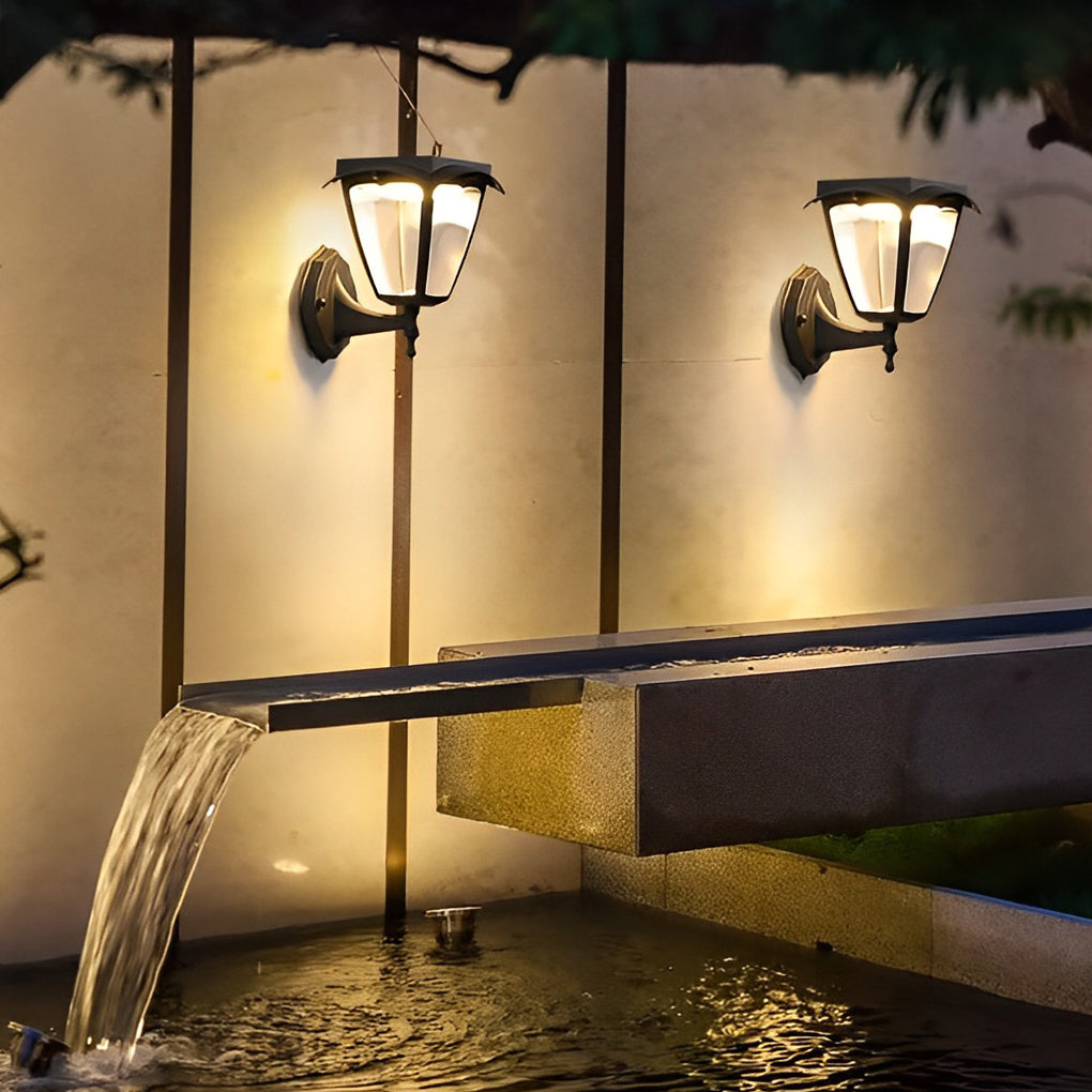 Solar Powered LED Outdoor Wall Light - Modern Black Aluminum