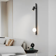 Modern Black Gold LED Wall Sconce with Adjustable Spotlight