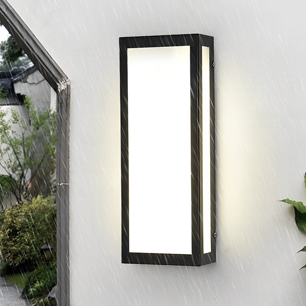 Modern Rectangular LED Outdoor Wall Lamp - Matte Black