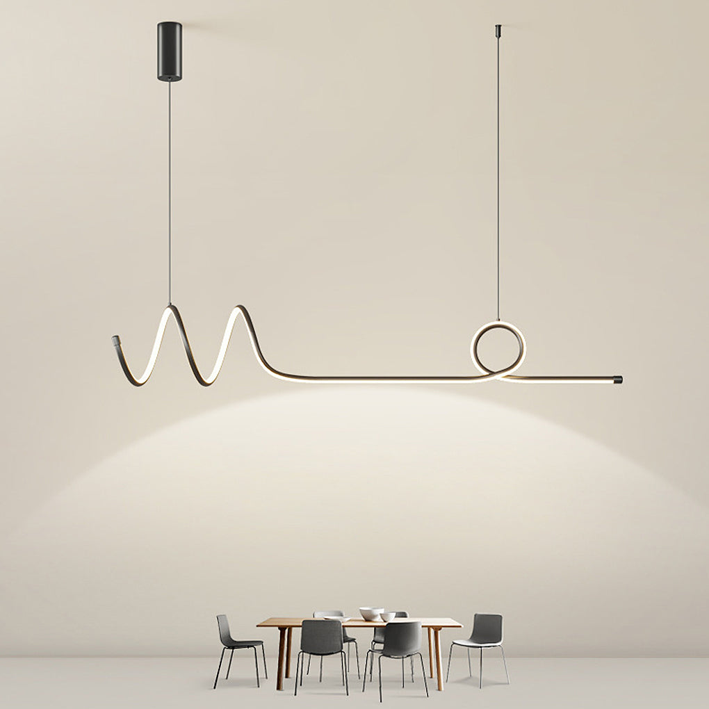 Modern Wave LED Pendant Light Dimmable Aluminum Dining Chandelier